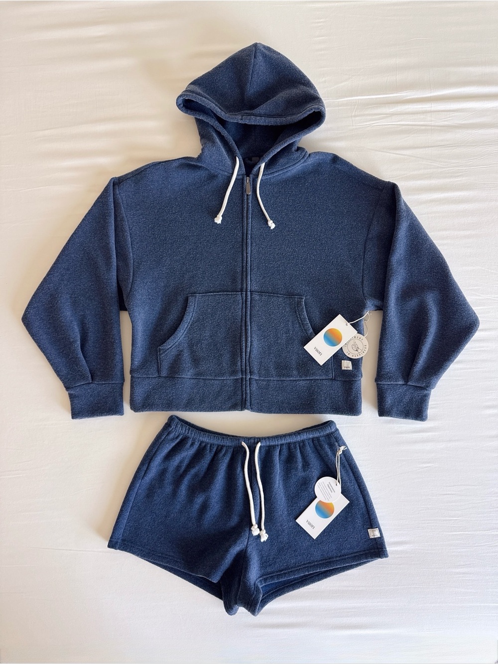 NWT Vuori Beach Fleece Full Zip Blue Coast XS + Beach Fleece Short Blue Coast XS